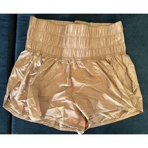 Free People Movement Shorts Rose Gold High Waisted Smocked Waist Medium